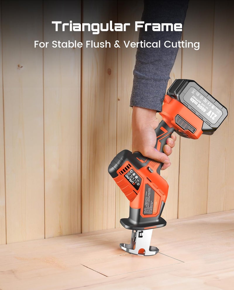 olmlmo Cordless Reciprocating Saw With 8 Blades – 2×4000mAh Batteries, Brushless Motor, Variable Speed 0‑3200 SPM, Tool‑Free Blade Change, Power Reciprocating Saw for PVC Wood, Metal Cutting DIY - Image 5